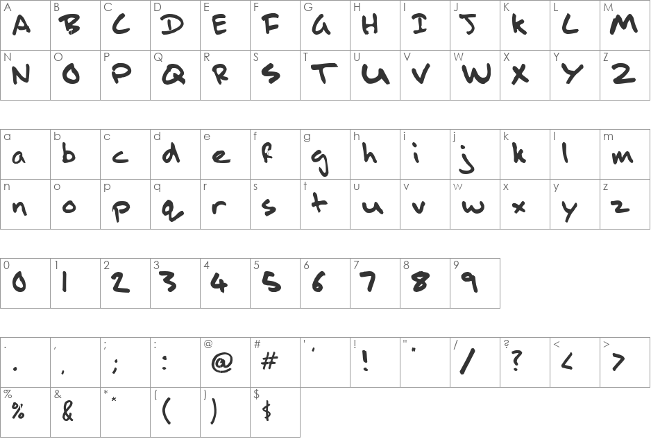 1976 font character map preview
