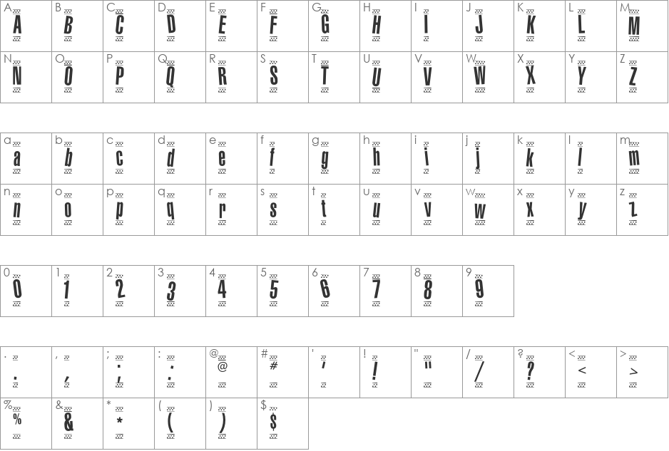 1980 Portable font character map preview