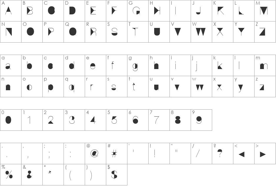 Black Eye Nue font character map preview