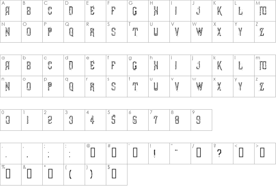 2 Horror font character map preview