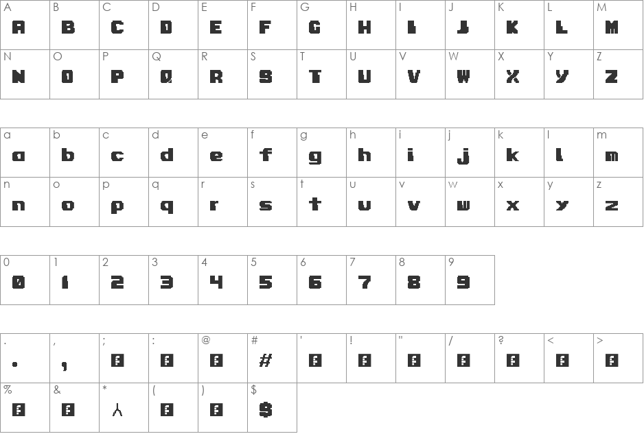 21XX OMF font character map preview