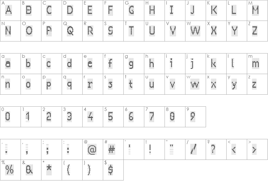 24 LED Grid font character map preview