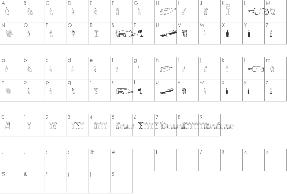 26alco font character map preview
