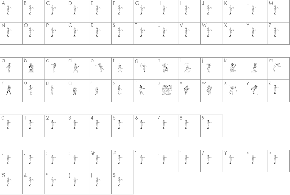 26WOMAN font character map preview