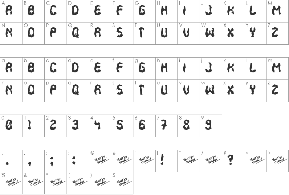270 Fudge font character map preview