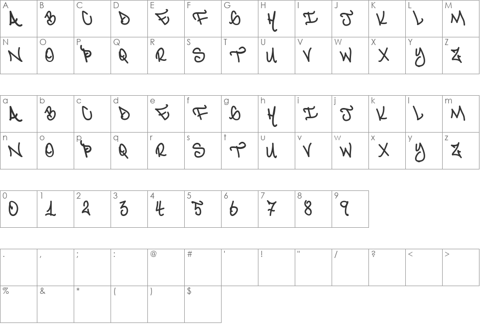 2LOCO IN CRIME font character map preview