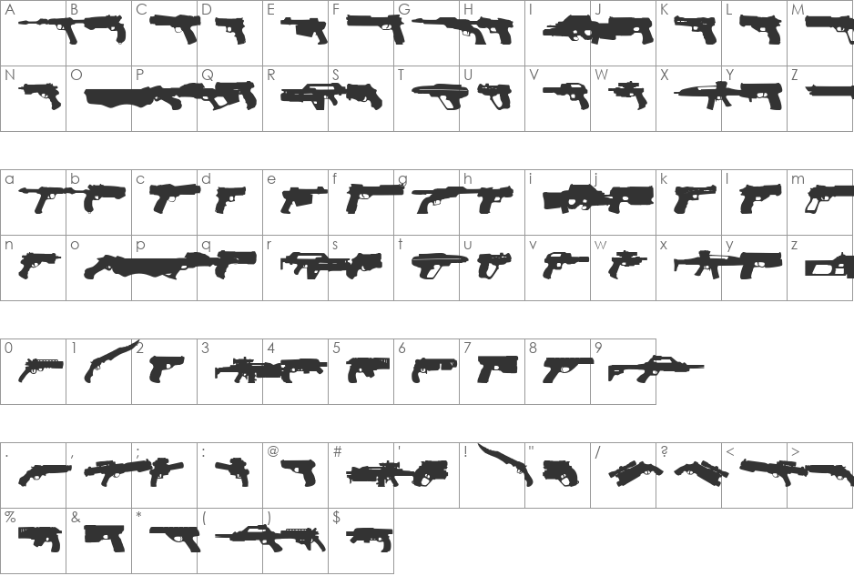 2nd Amendment 2050 font character map preview