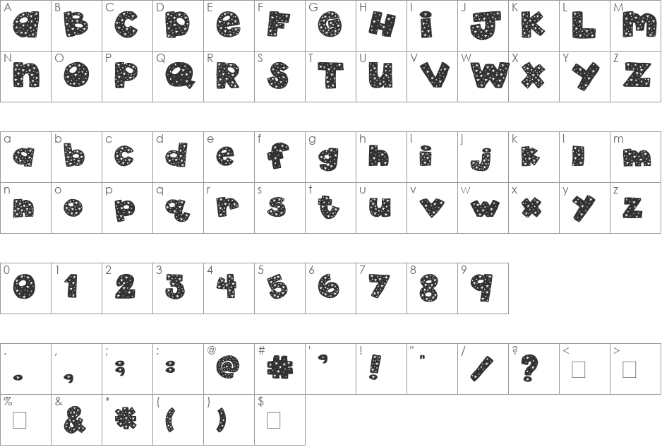 2Peas 4th of July font character map preview