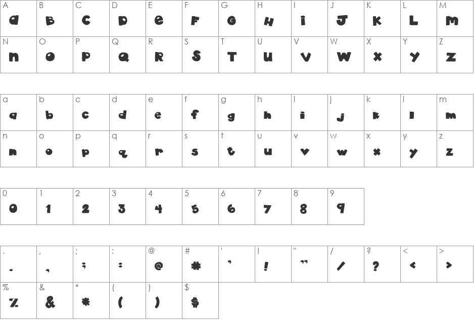 2Peas Drama Queen font character map preview