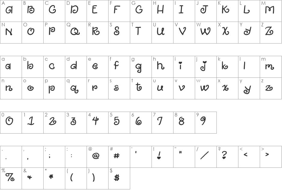 2Peas Giggle font character map preview