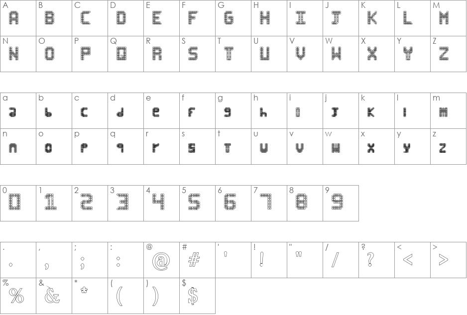 Black Hoops font character map preview