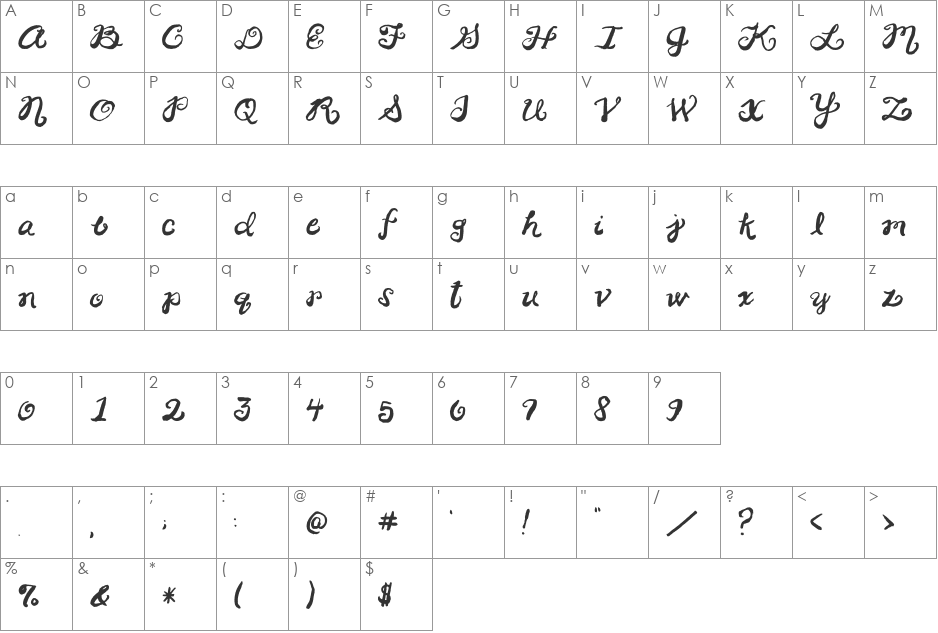 2Peas Ringlet font character map preview