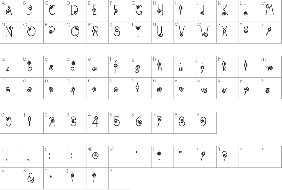 2Peas Spazbucket font character map preview