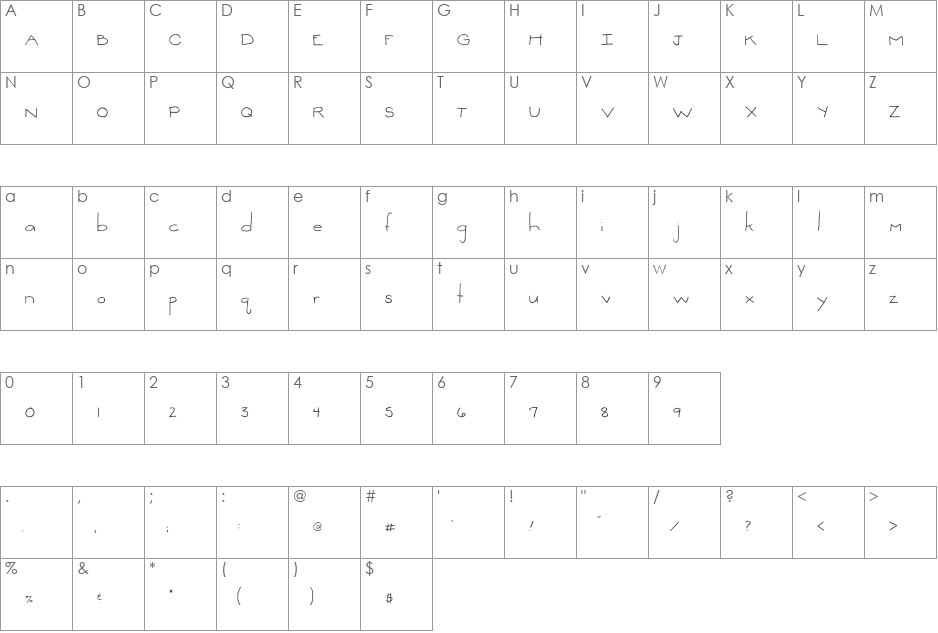 2Peas Think Small font character map preview
