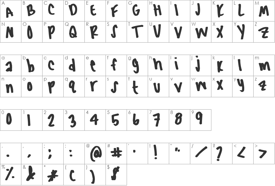 black jack font character map preview