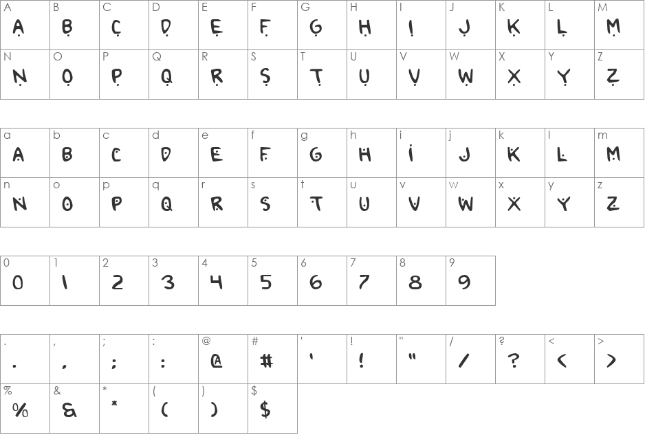 2Toon2 font character map preview