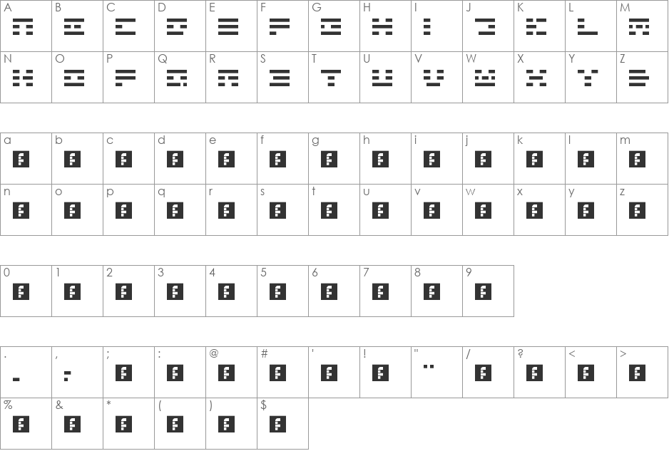 3 Lines font character map preview