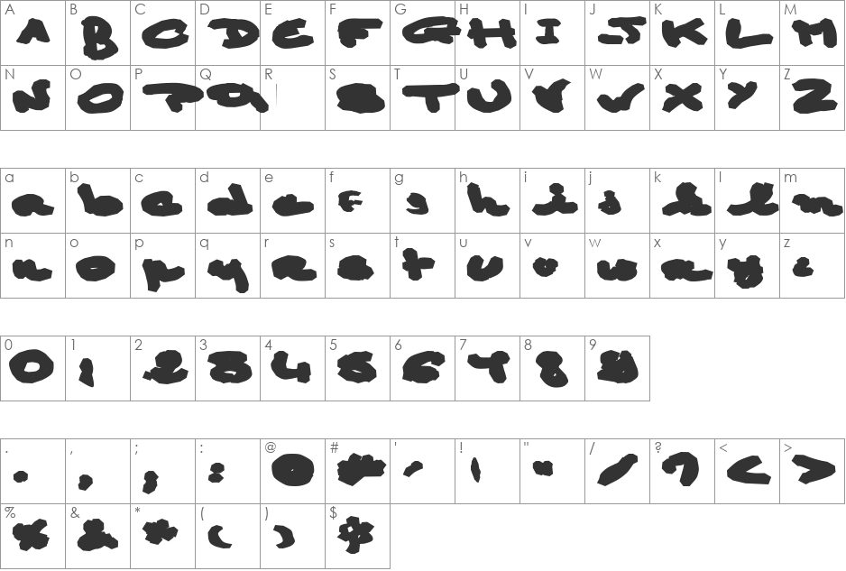 AEZ January bold-1 font character map preview