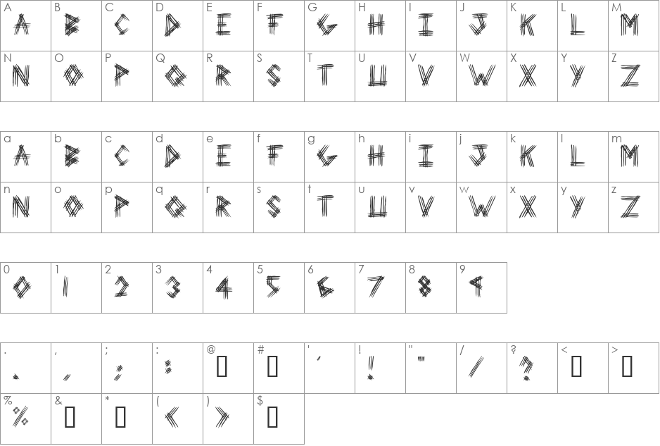 3 Prong Tree font character map preview