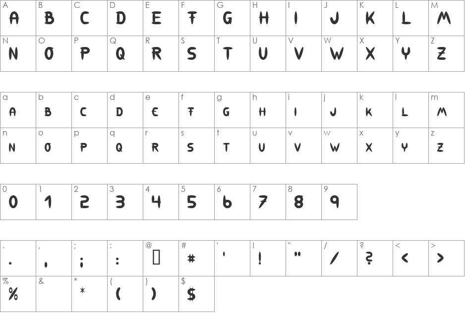 309 font character map preview