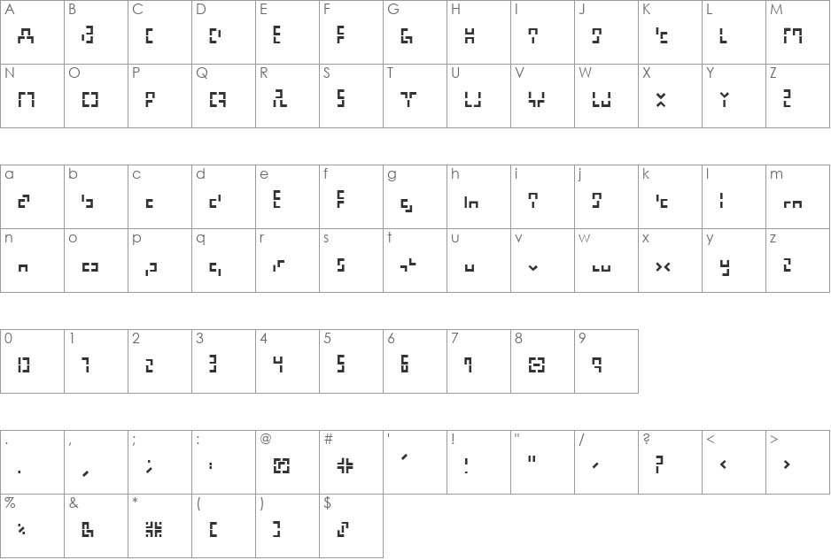 321 font character map preview