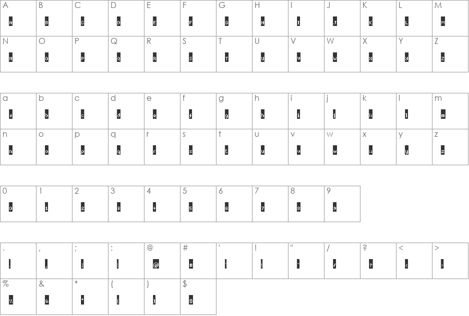 Black Label Pixel font character map preview