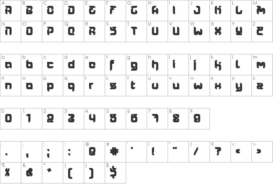 3H Sega Regular font character map preview