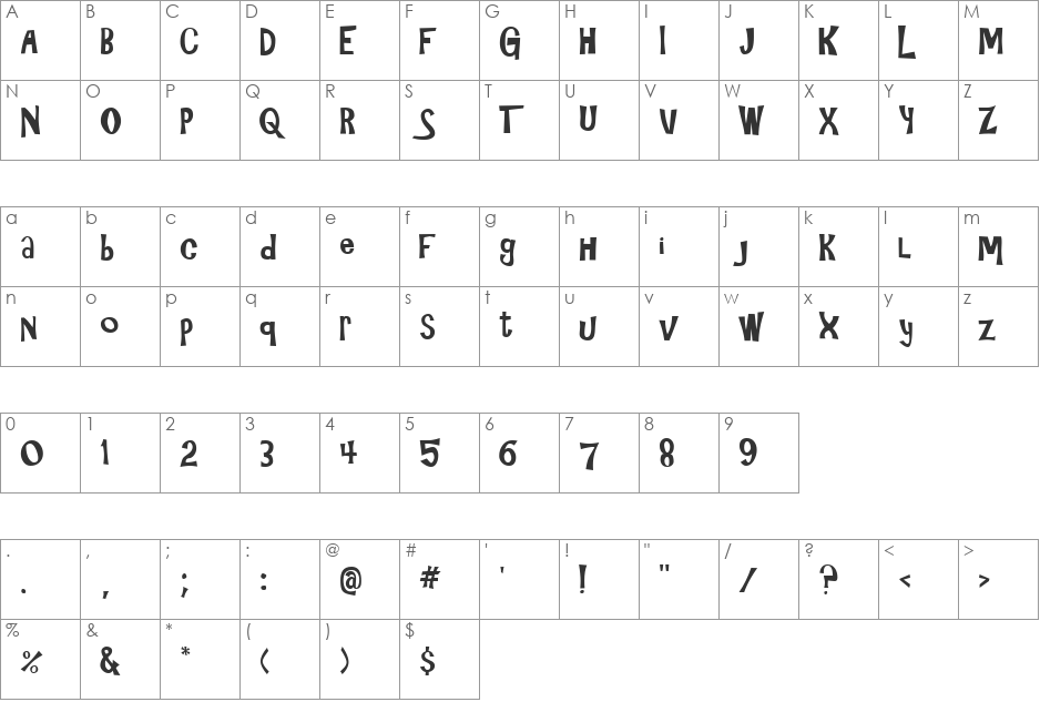3HourTour font character map preview