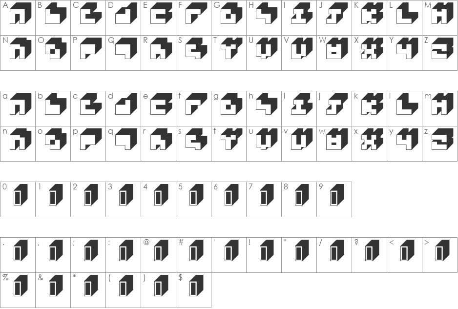 3x3 Square font character map preview