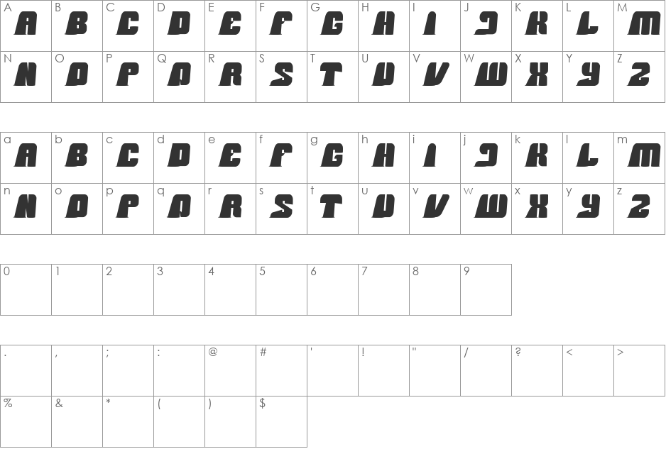 black mamba font character map preview