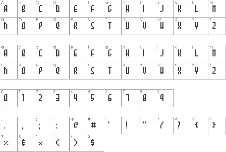 3x7 Low font character map preview