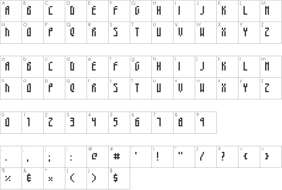 3x7 Normal font character map preview