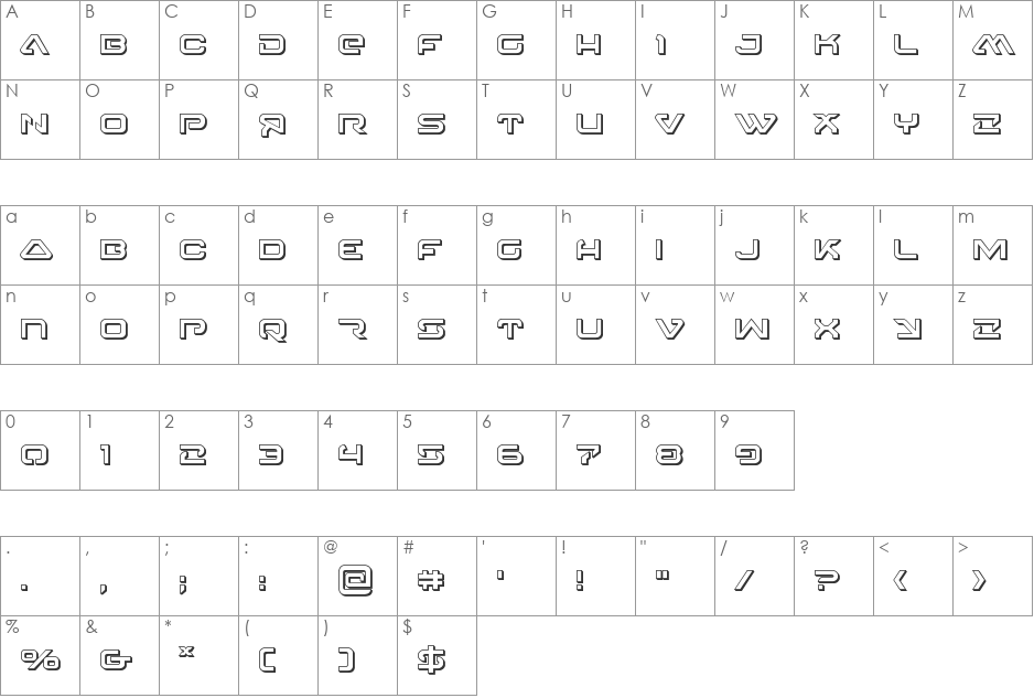 4114 Blaster Super-Italic font character map preview