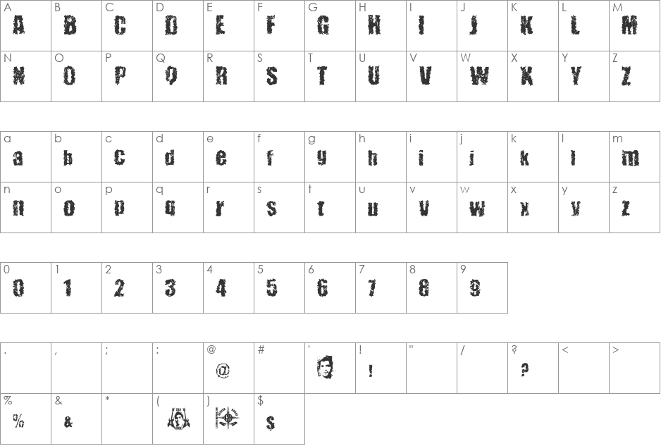 48ver lost font character map preview