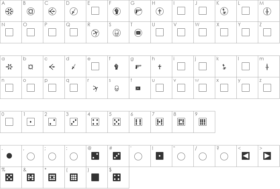 4EDings font character map preview