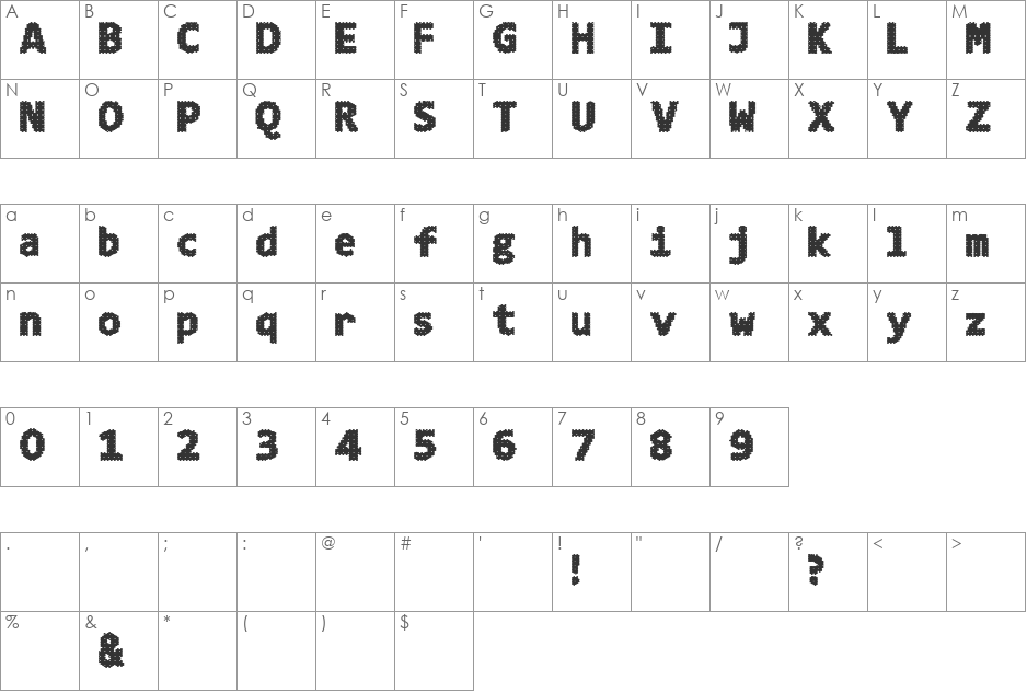 4K&A font character map preview