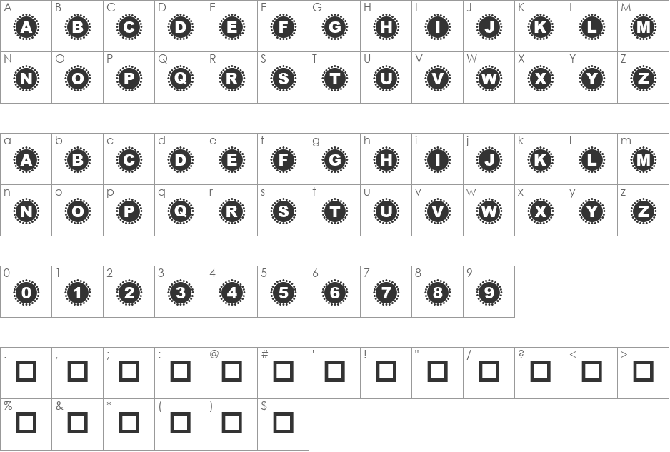 4YEO OUT font character map preview
