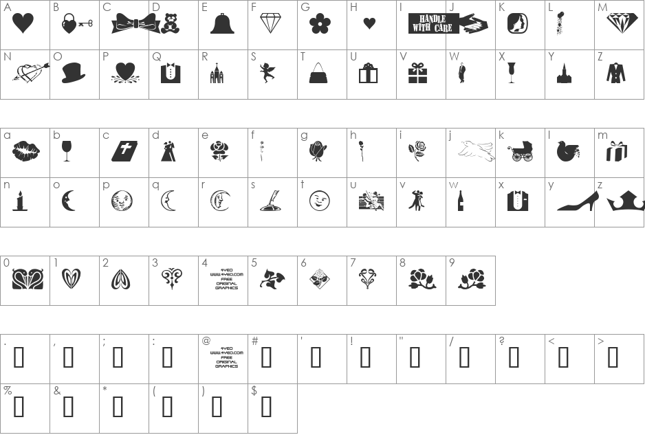 4YEOVAL font character map preview