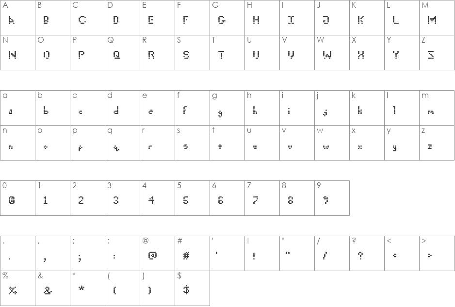 5 Cent Game font character map preview
