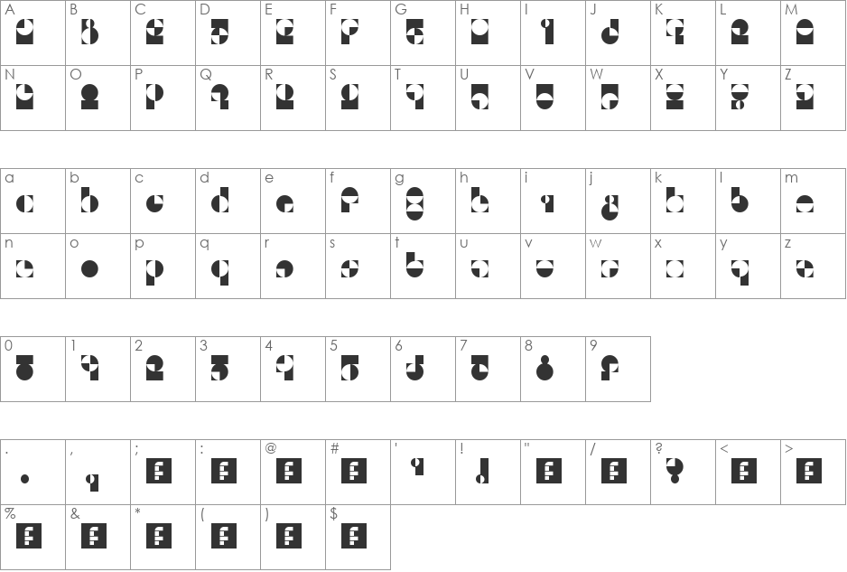 50/fifty font character map preview