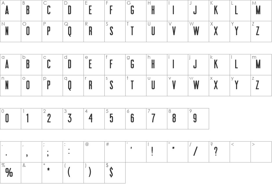 5AM Gender font character map preview