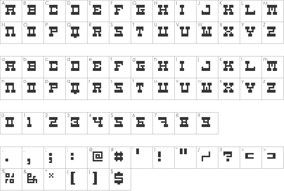 5Carnival font character map preview