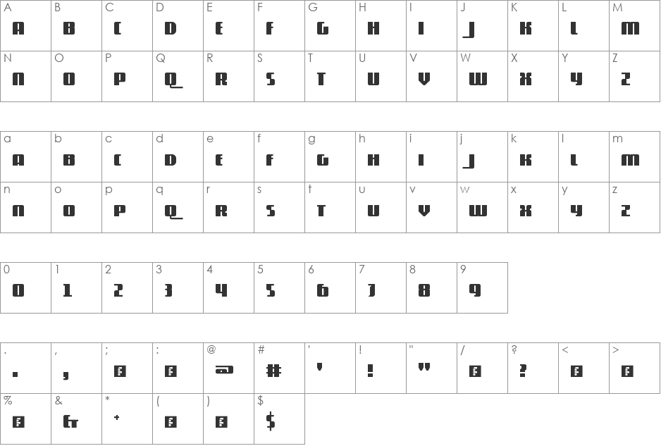 5Contrastio font character map preview