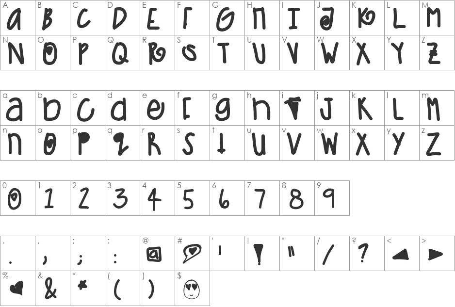 5MinFreshenUp font character map preview