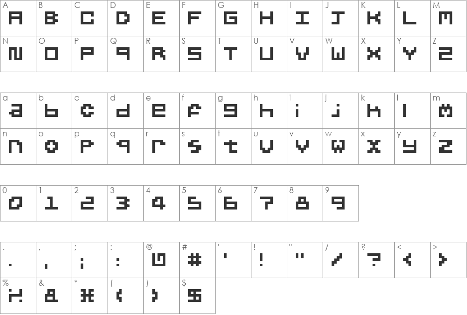 5peero font character map preview