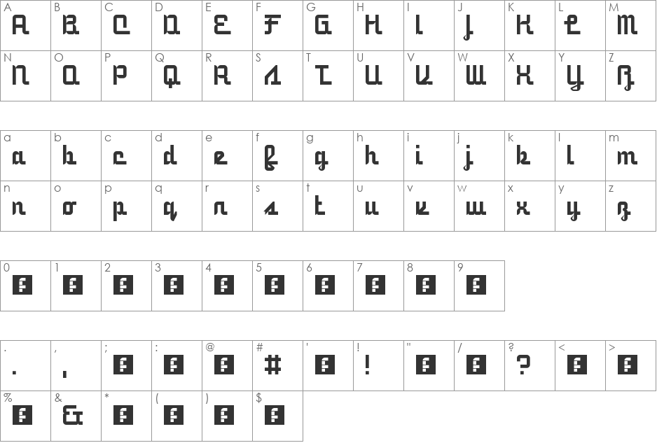 5Railway Script font character map preview