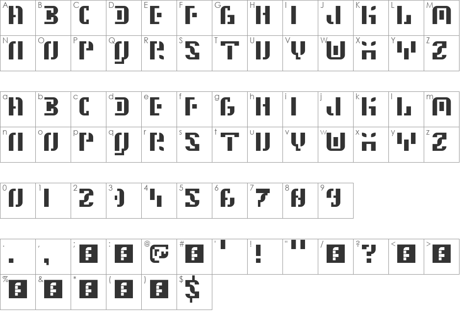 5Space Station font character map preview