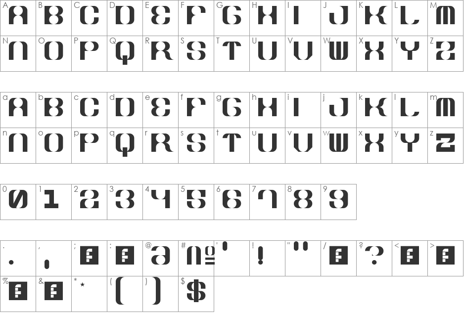 5Winter Sans font character map preview