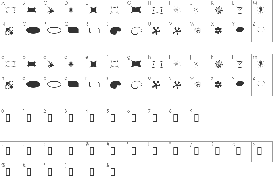 60s Chic font character map preview