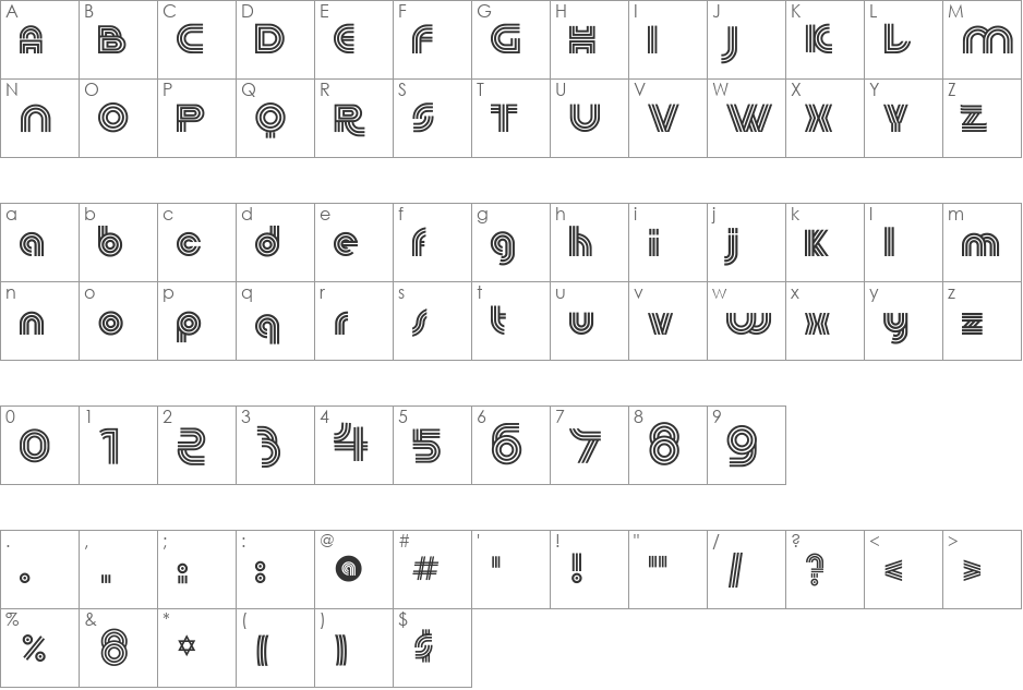 60s Pop font character map preview